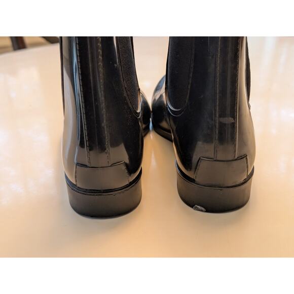 J. Crew Black Rubber Chelsea Rain Boots Sz 7 - Picture 5 of 7